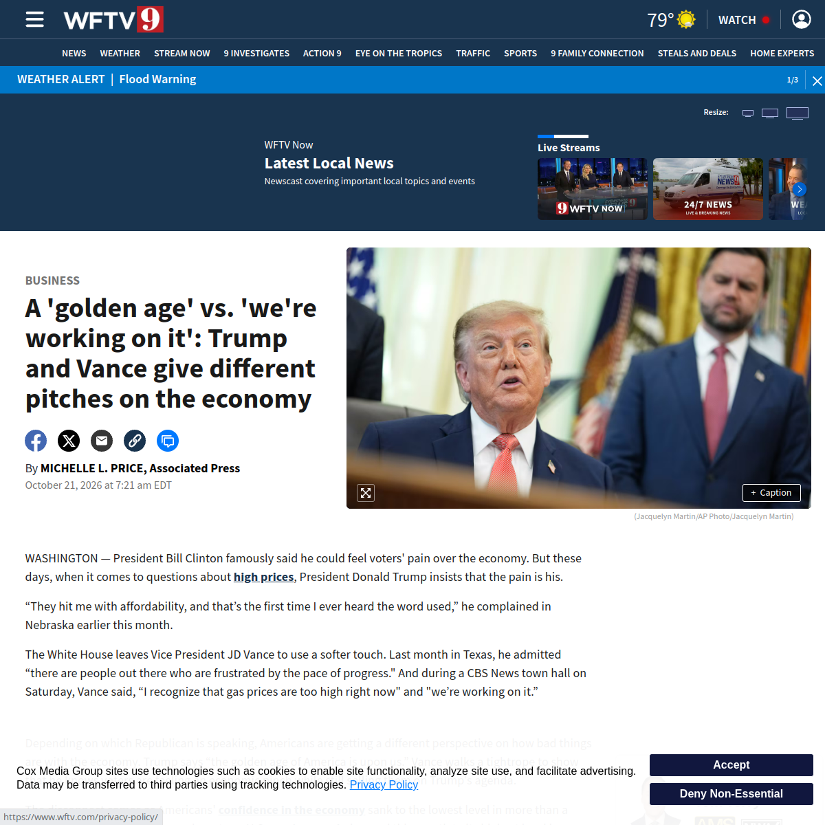 Source image from AP via WFTV: A golden age vs. we’re working on it: Trump and Vance give different pitches on the economy