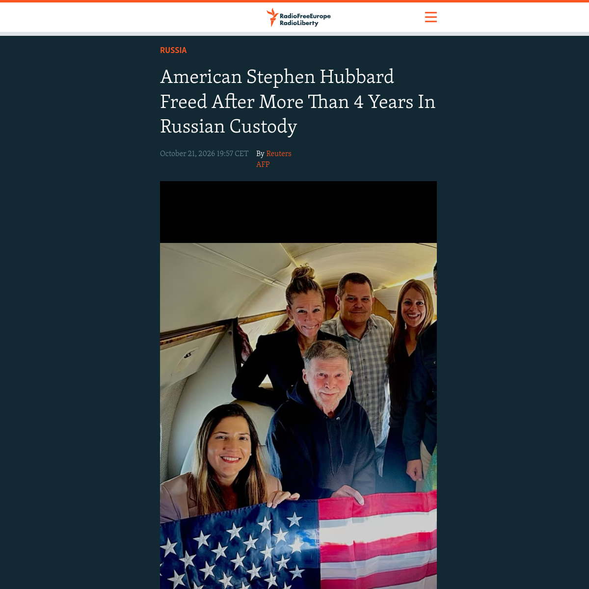 Source image from RFE/RL / Reuters / AFP: American Stephen Hubbard freed after more than four years in Russian custody