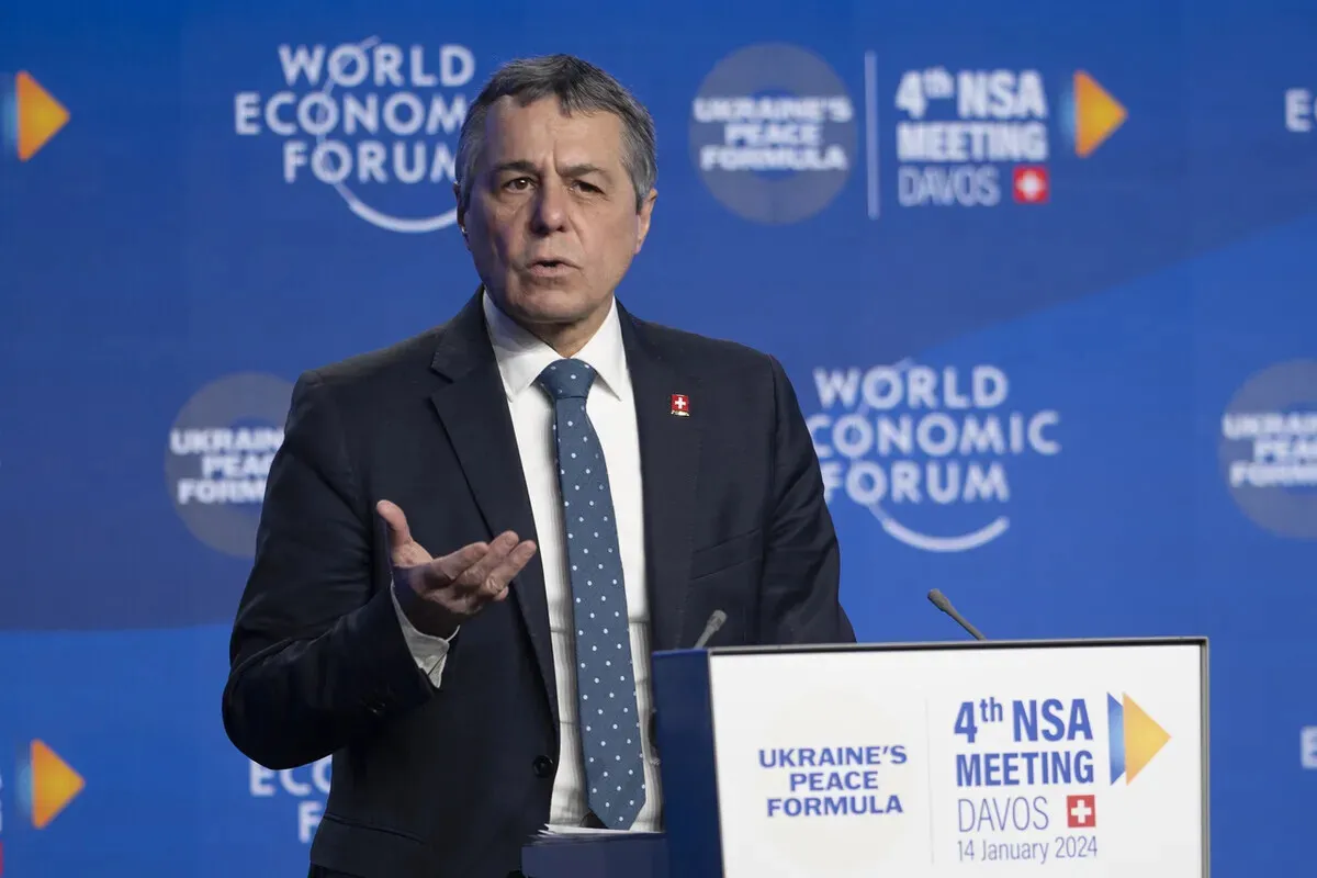 Ignazio Cassis speaks at a meeting in Davos.