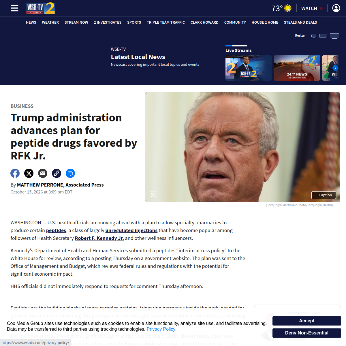 Source image from AP via WSB-TV: Trump administration advances plan for peptide drugs