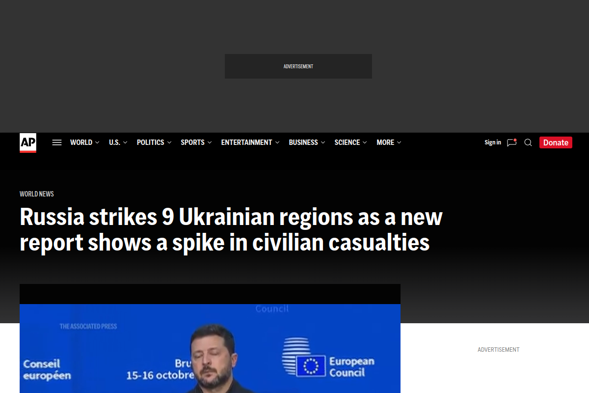 Source image from Associated Press: Russia strikes nine Ukrainian regions as civilian casualties rise